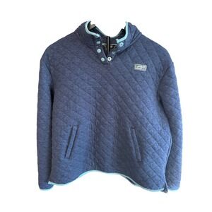 Eddie Bauer Womens Navy Quilted Snap Neck Pullover Sweatshirt EBW32LK169P Large